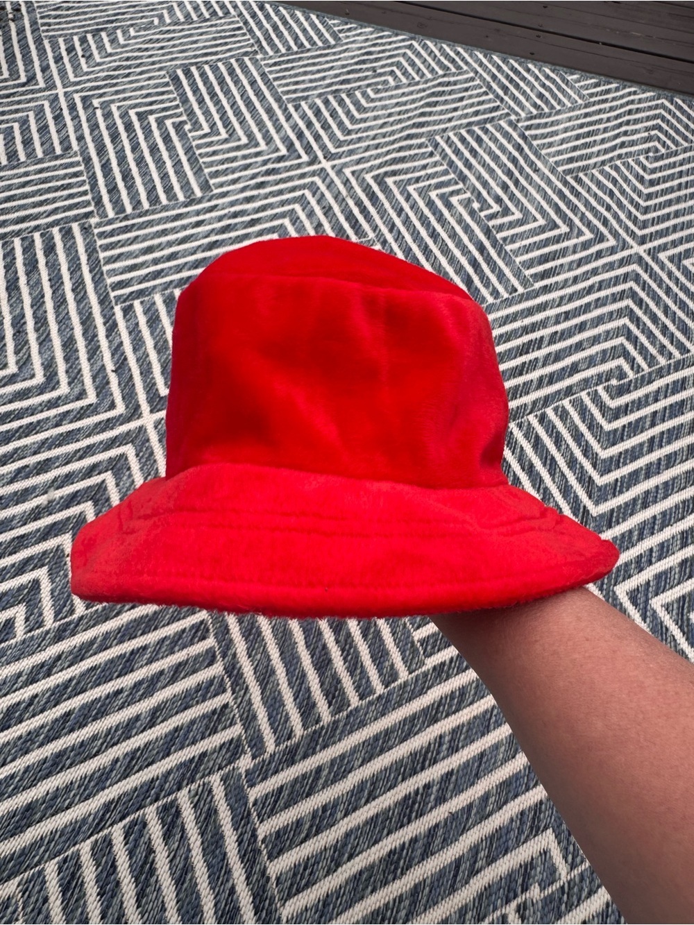 Vintage Bright Red Velvet Bucket Hat